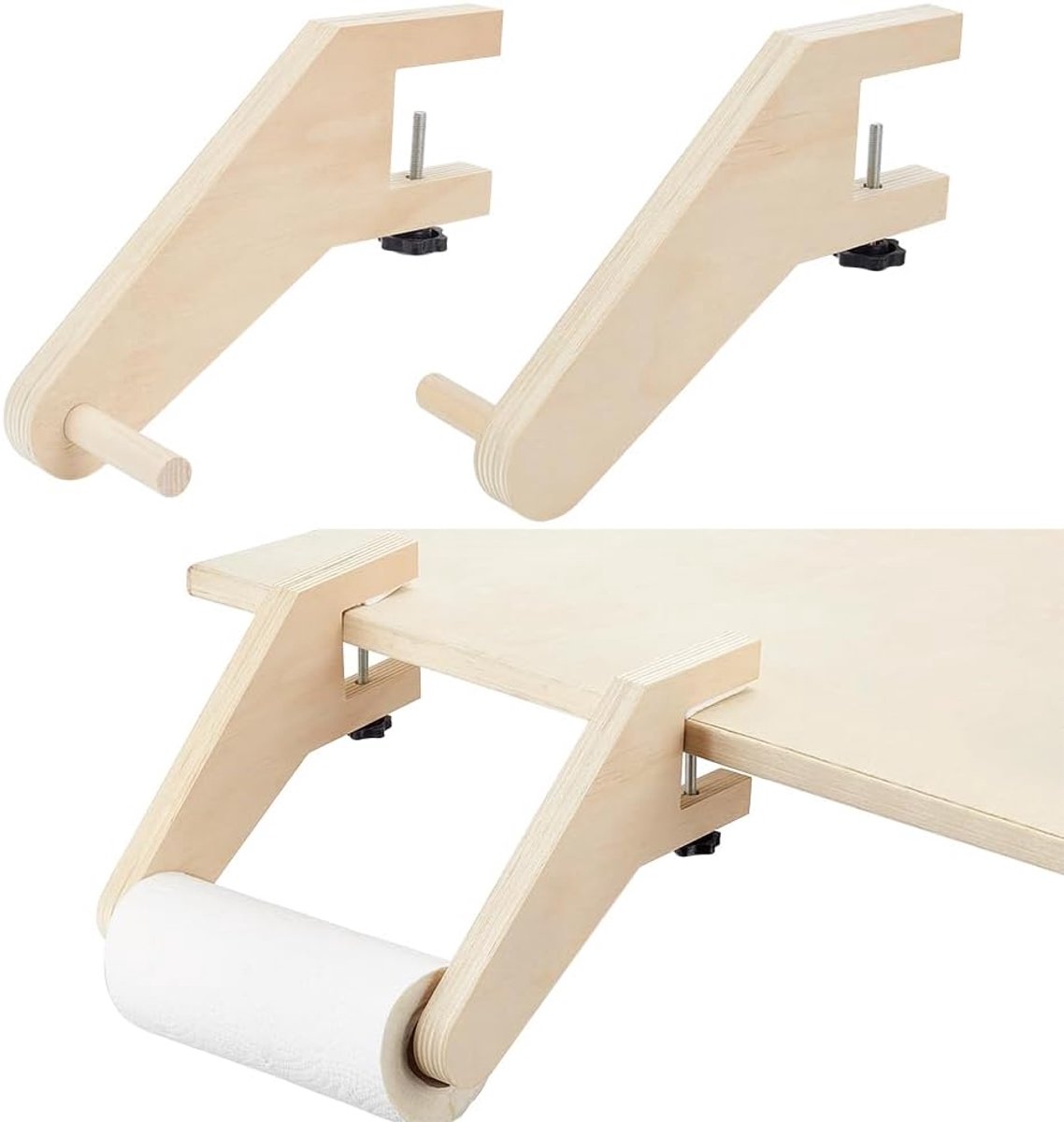 Dailygoods- Inpakpapierdispenser Houten Design - Papierrolhouder - Knutselpapierhouder - Muurbevestiging - Tafelmontage - 1,9 inch diameter