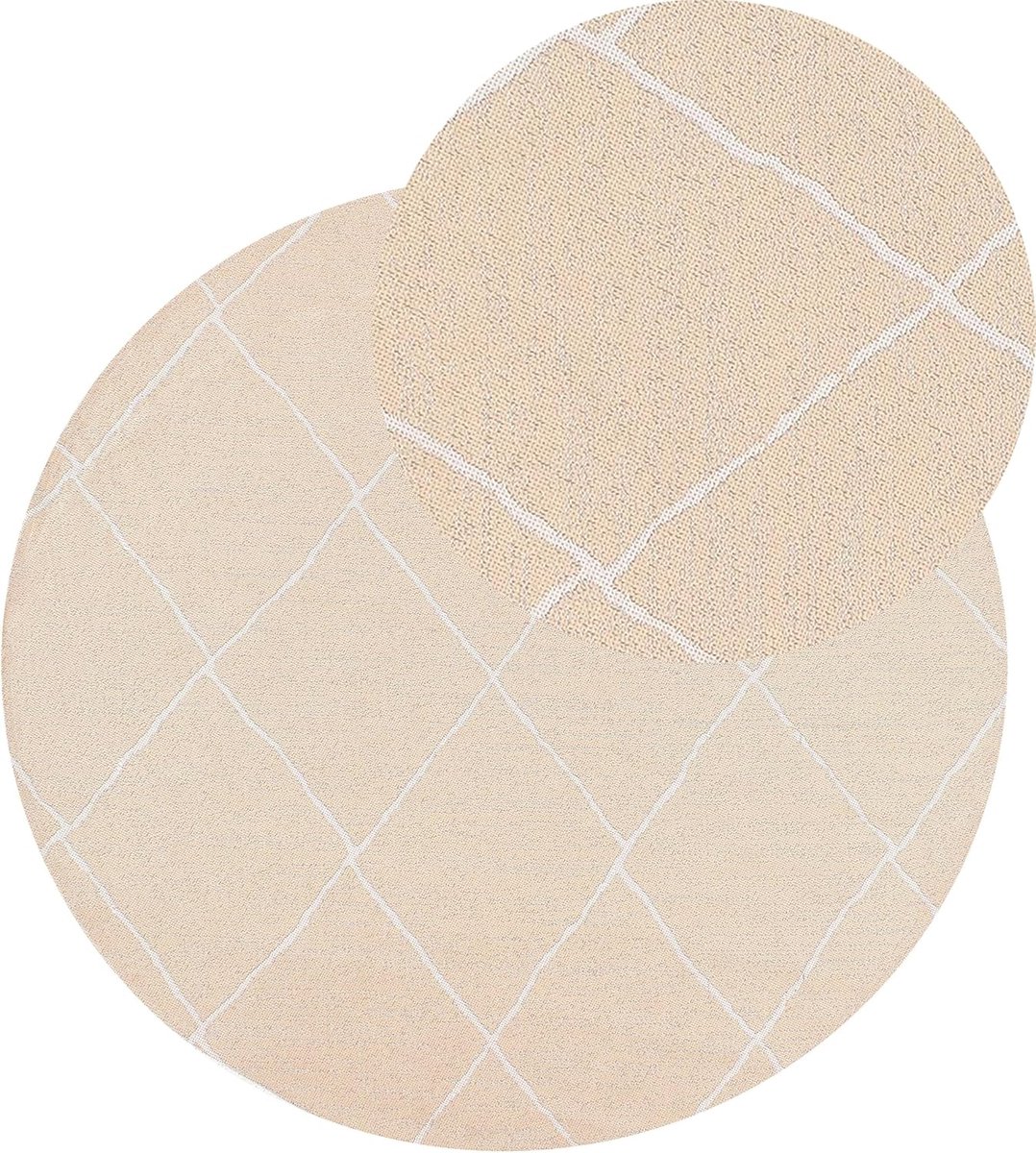 Rond vloerkleed voor binnen en buiten geometrisch patroon 120 cm beige Gwalior
