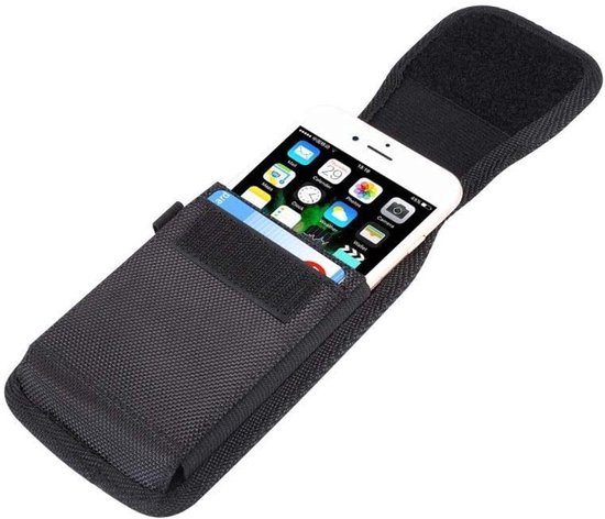 Belt Holster with Metal Clip and Card Holder voor Four Mobile S750 Sapphire (2018) - Black — afbeelding 3