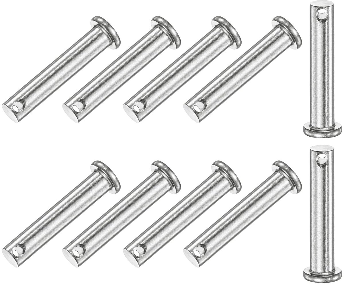 Set van 10 spindels met één oog, M8 x 45 mm, van roestvrij staal 304, platte kop, voor mechanische verbinding/vrachtwagens/grasmaaier, herbruikbare verbindingsscharnierpen