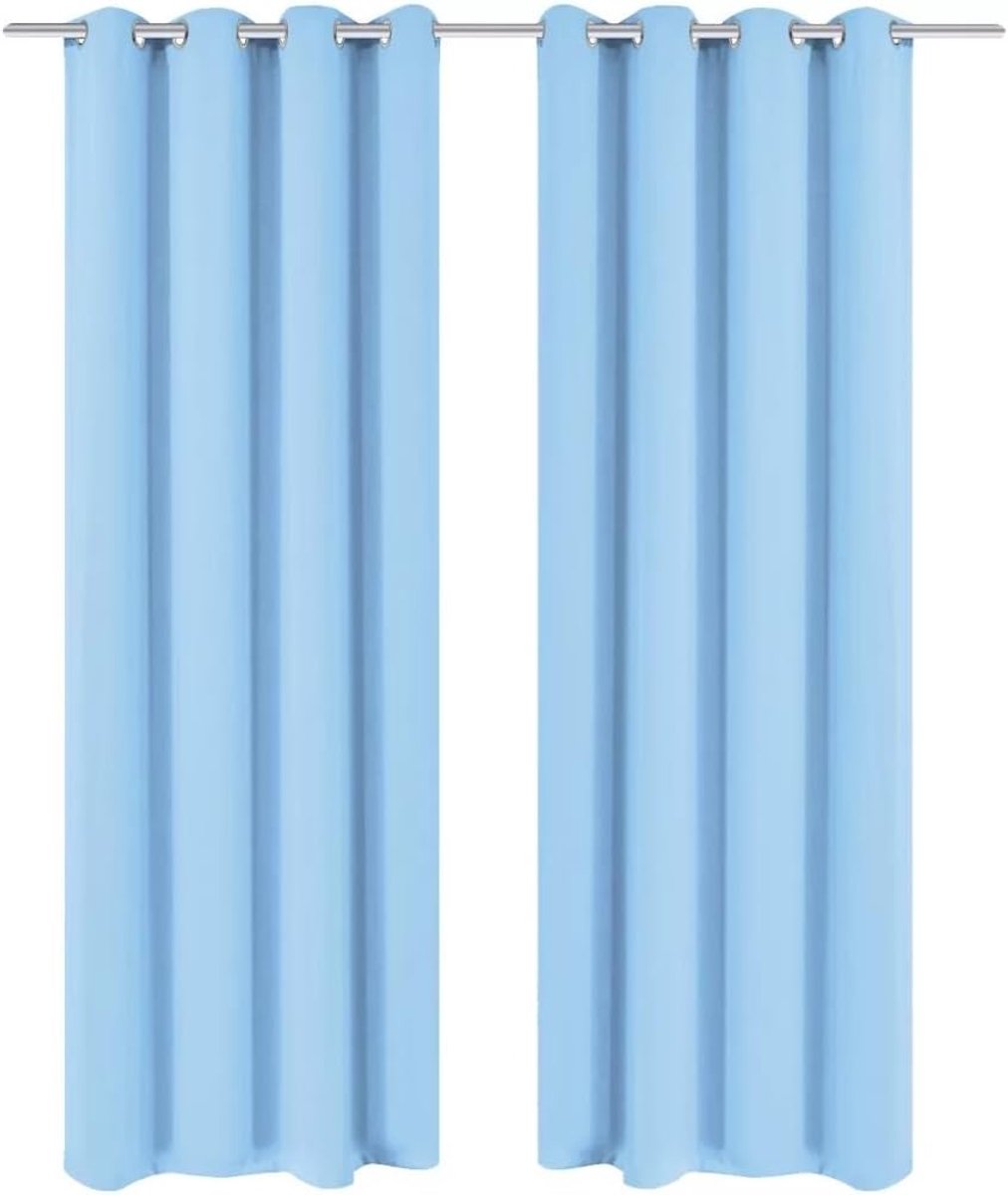 Verduisteringsgordijnen met inslagringen, van metaal, 135 x 175 cm, turquoise, gordijnen voor woonkamer, slaapkamer, kantoor, thermische isolatie, moderne gordijnen voor woonkamer, slaapkamer, kantoor, 2 stuks