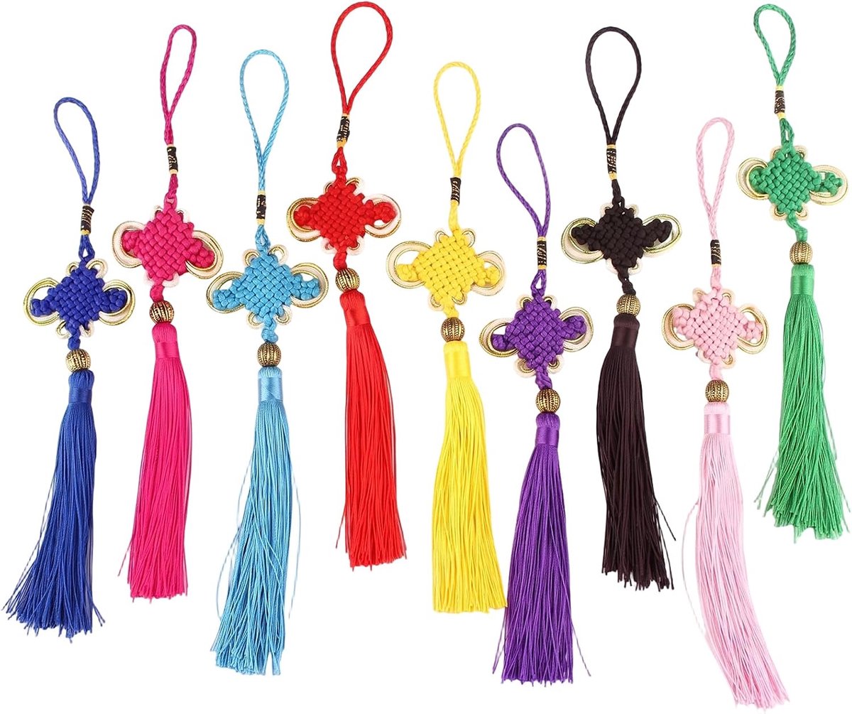 Kwastjes, geluksbrenger in 9 kleuren, voor huis, auto en kerstboom, traditionele hanger voor rijkdom en geluk