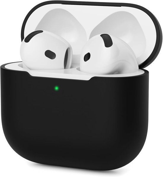 2X Mocarheri Siliconen hoes Compatibel met AirPods 4th Generation hoes 2024, Ultra-Thin, siliconen stootvaste zachte beschermhoes voor AirPods 4, LED vooraan zichtbaar (Zwart/Rood) — afbeelding 2