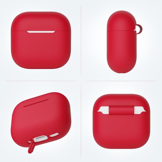 2X Mocarheri Siliconen hoes Compatibel met AirPods 4th Generation hoes 2024, Ultra-Thin, siliconen stootvaste zachte beschermhoes voor AirPods 4, LED vooraan zichtbaar (Zwart/Rood) — afbeelding 3