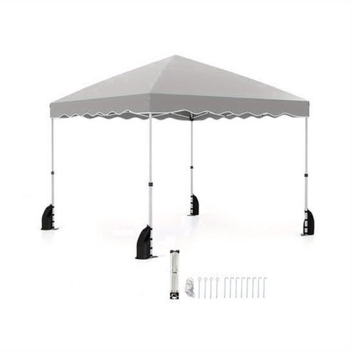 Partytent – Pop-Up Tent – Tuintent – Feesttent – Paviljoen – Waterdicht Oxford Doek – Metaal Frame – 3 Hoogte Instellingen – Inclusief DraagsTas met Wieltjes – Grijs
