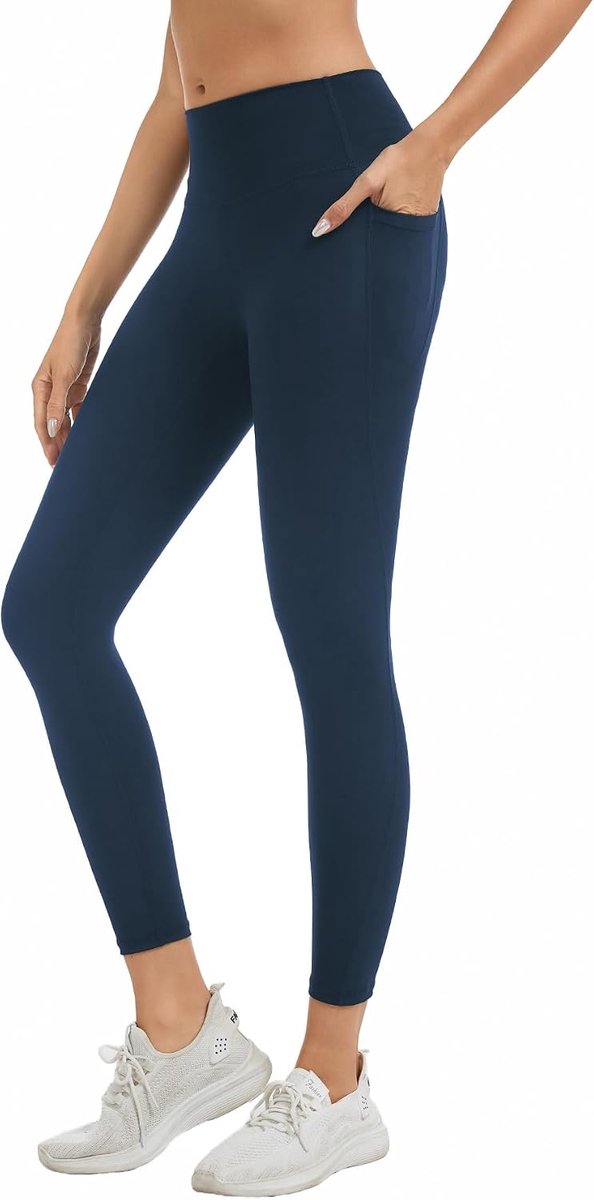 Leggings Dames, Invisible Scrunch Leggings met zakken, 7/8 Push Up Sportleggings Dames Lang, Opaque Leggings met Hoge Taille voor Gym en Yoga