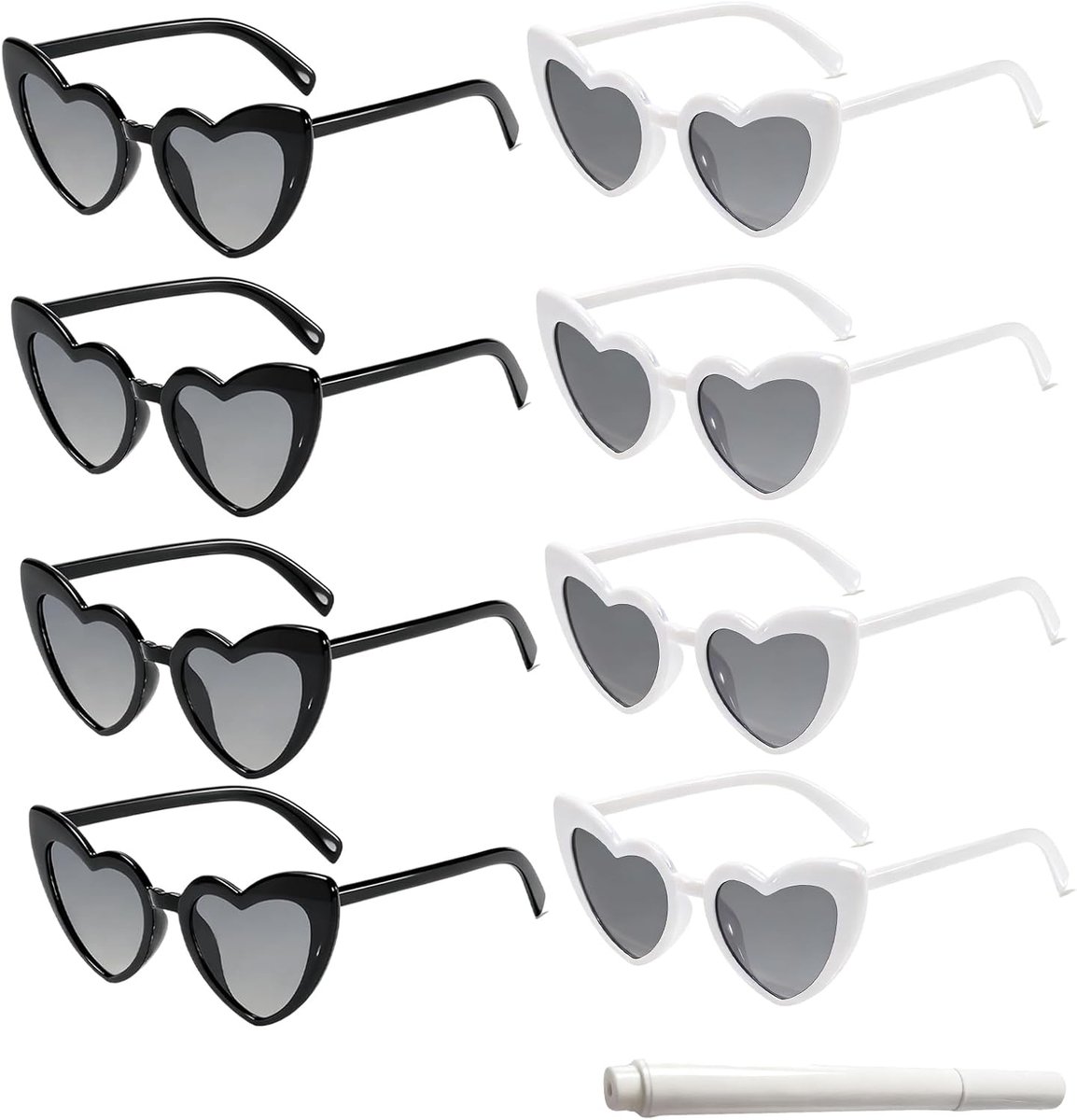 Brillen voor dames, partybrillen met witte stift, retro hartbril voor zomer, strand, festival, bruiloft en vrijgezellenfeest, uv-bescherming pc-glazen