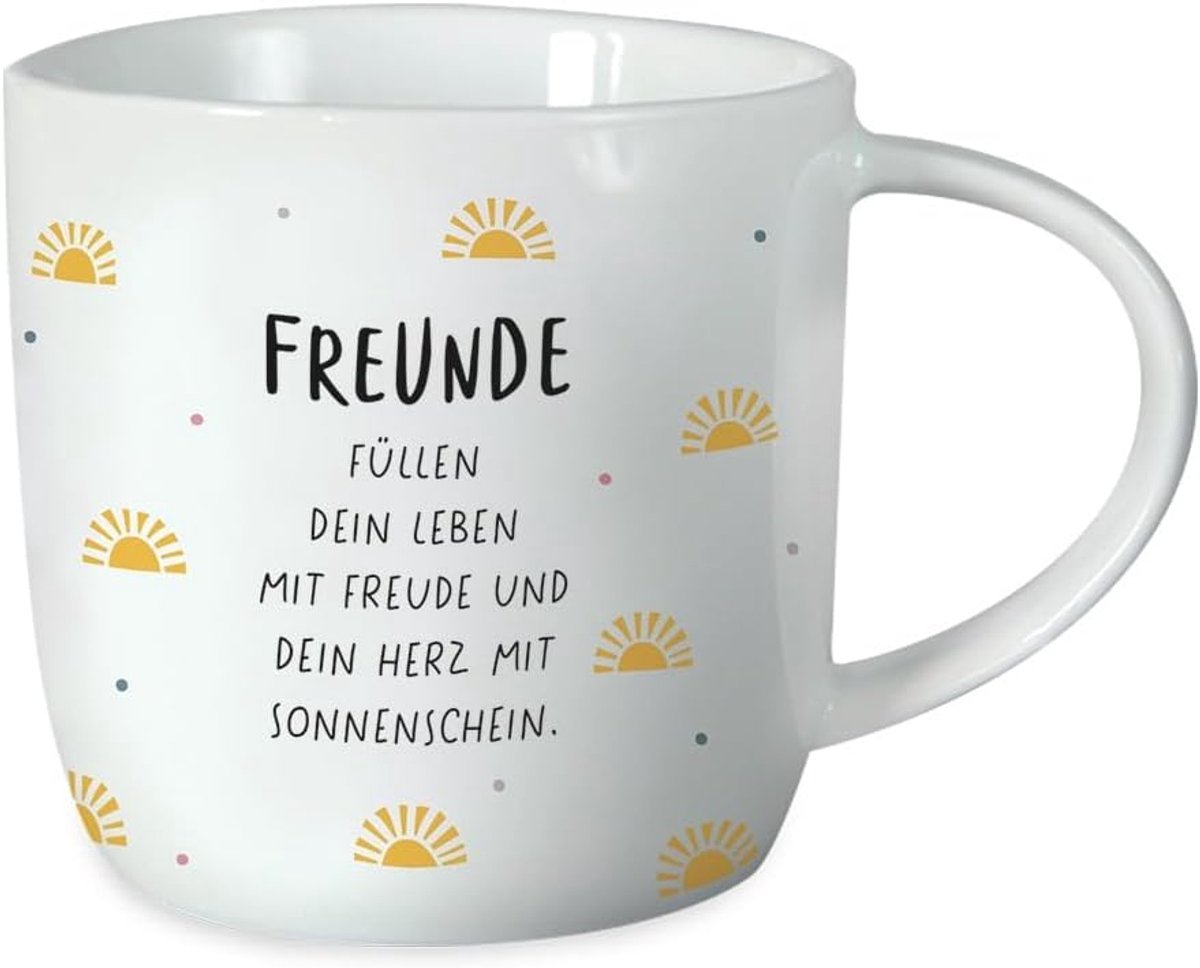 Koffiemok met spreuk 300 ml porseleinen mok vrienden