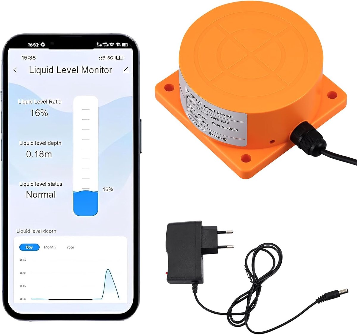 Watermelder, ultrasone waterpeilsensor, vloeistofniveaumonitor