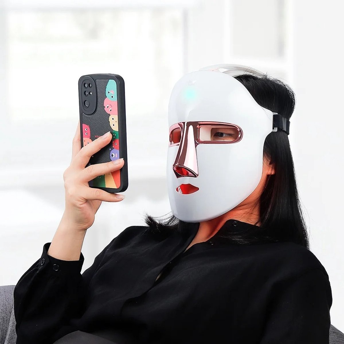 Iebilif - 7-kleuren LED gezichtsmasker - Lichttherapie - Huidverzorging - Perfect voor Acne en Huidverjonging - Rood Licht Therapie
