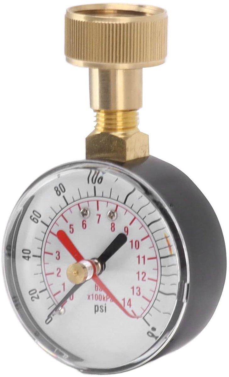 2,5 Inch Waterdrukmeter 0-200 PSI 0-14 Bar Aluminiumlegering Ijzer met 3/4 Inch Binnenslangdraad voor Thuiszwembadirrigatie RV Watersysteem