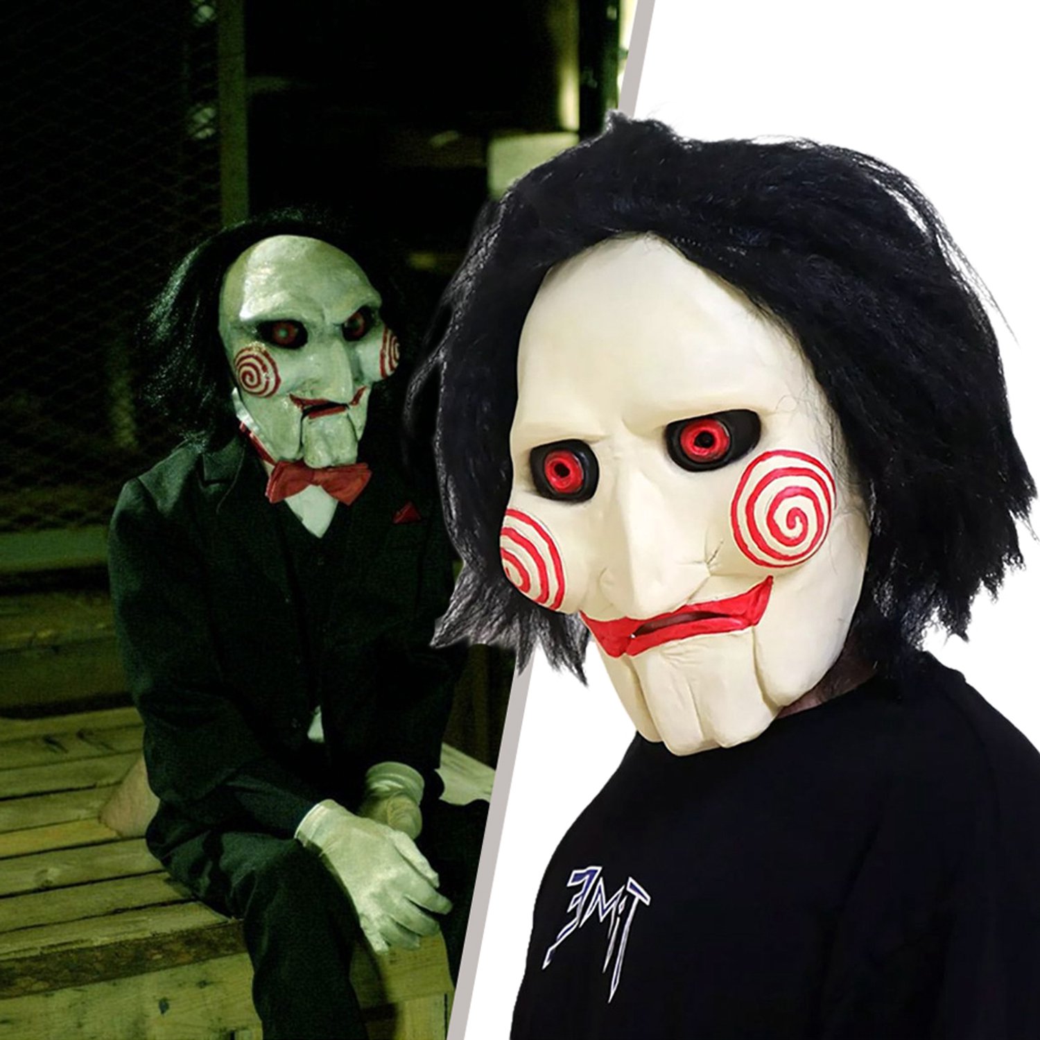Halloween Saw-Masker - Enge Maskers Voor Volwassenen - Poppenzaag Clownmasker - Horrorfilm Rollenspel Kostuummasker