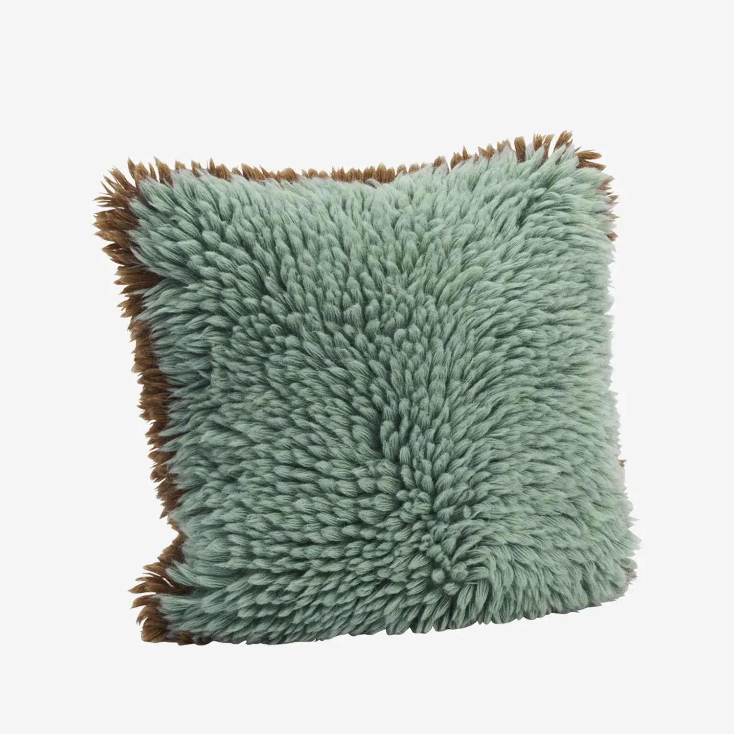 Madam Stoltz Wollen Sierkussenhoes – Turquoise & Karamel – 40x40 cm – Handgeweven