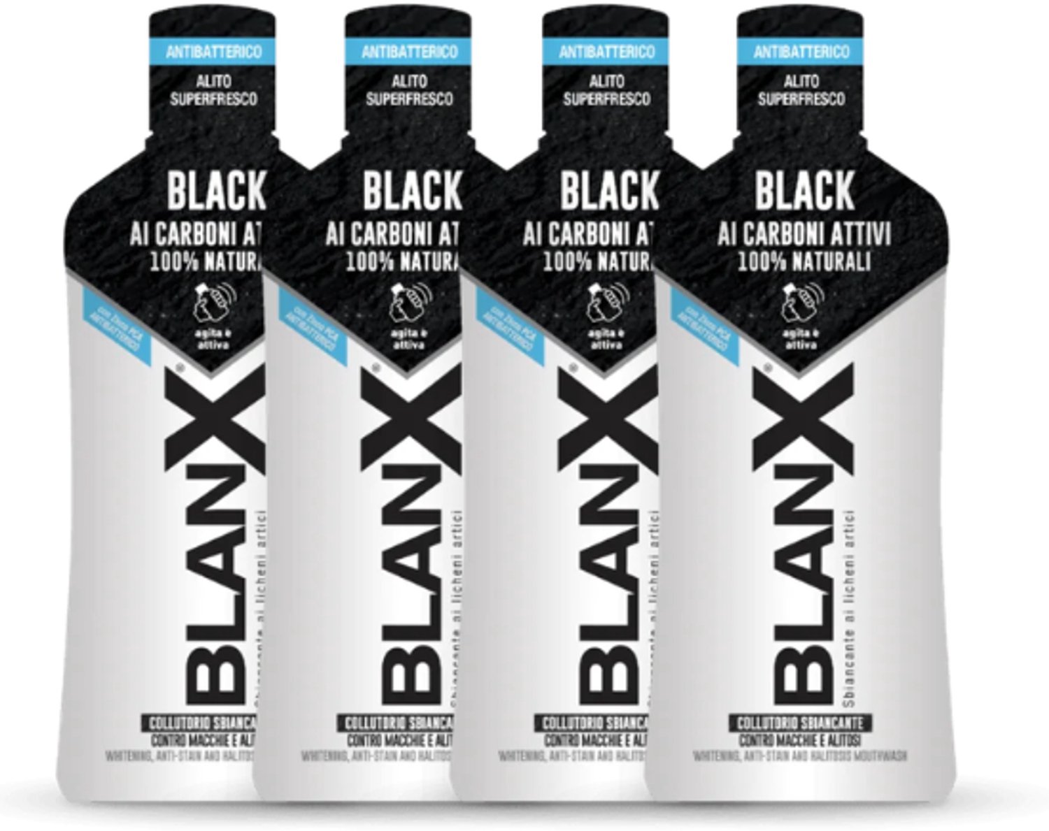 BlanX Black Mondwater - 4 x 500 ml - Actieve Houtskool & Frisse Adem