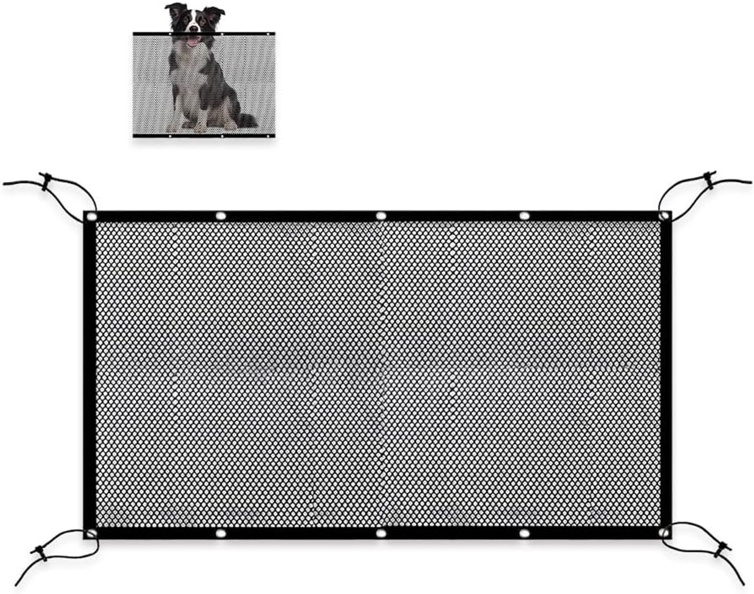 KZQ Hondennet Auto Veiligheidsnet 116 x 76 cm Verstelbaar Koord Haak Transparant Scheidingsnet Barrière Voor Stationwagen Kamer Trapleuning Ramen
