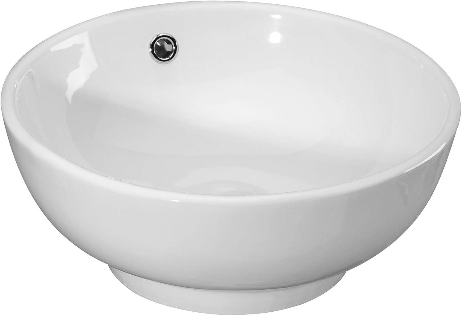 Ronde Opzetwastafel Wit – Keramische Waskom 44 cm – Moderne Badkamer Wastafel – Opbouw Wasbak voor Badkamer en Toilet