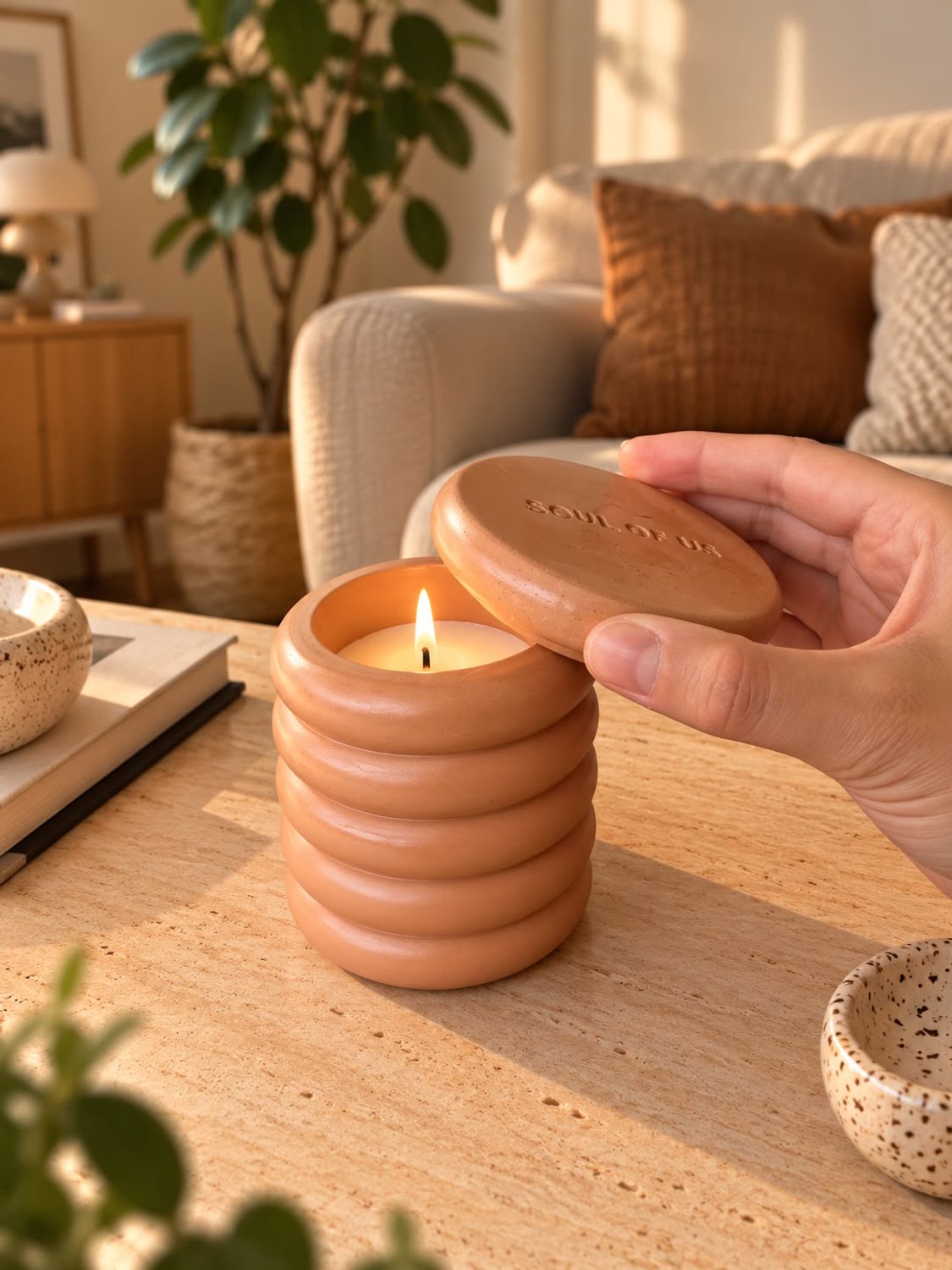 Soul Of Us Vintage Bookstore Scented Handmade Candle - Soul Of Us | Vegan | IFRA certificated fragrance | 30 hours burning time| Handmade Candle Holder | Candle | Home Decor | Rituals Candle | Interior Rituals Perfume| Deal | Sale |Home Decor Terracotta