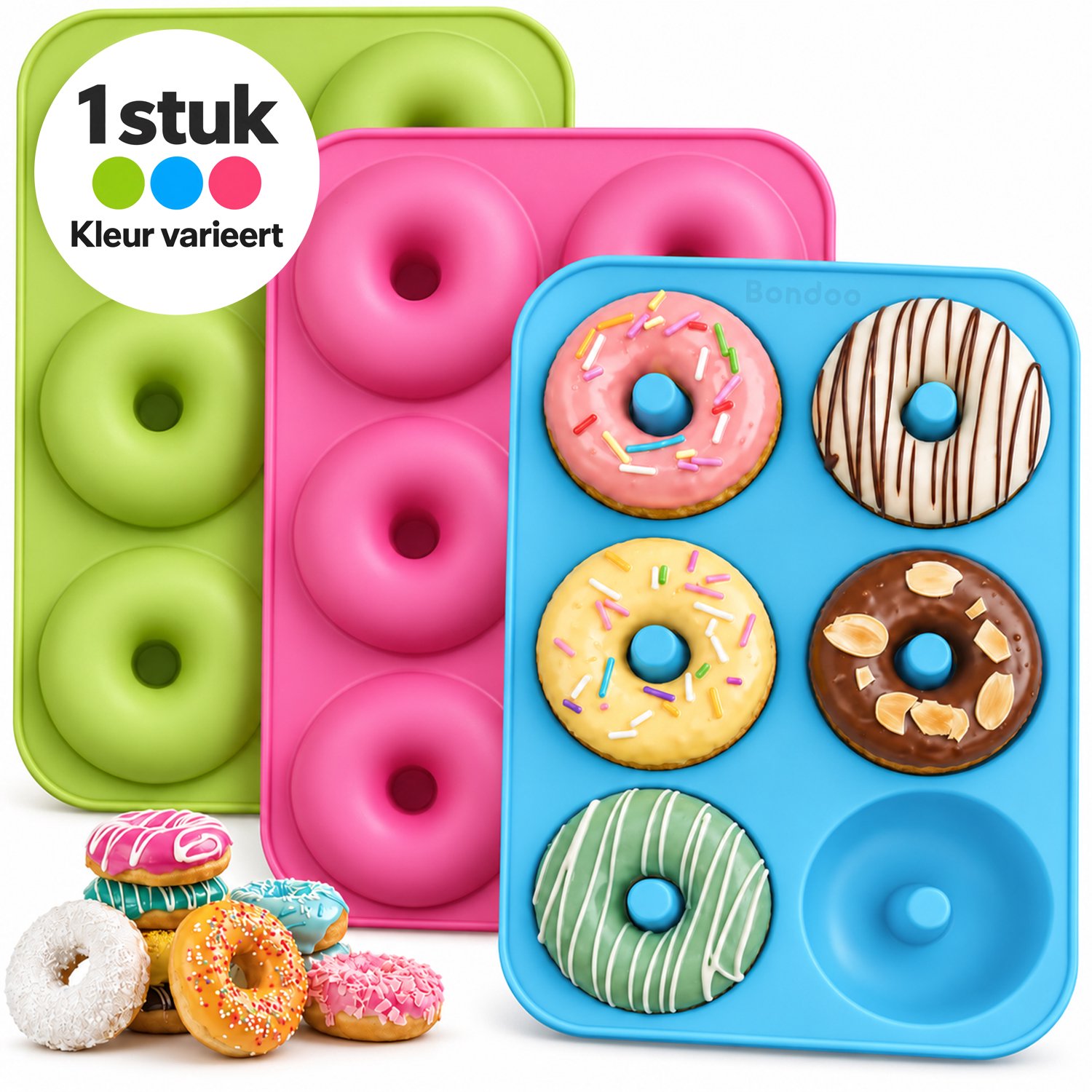 Bondoo Donutmaker - Willekeurige kleur - Donut bakvorm - Donut - Donutvorm - Donut uitsteekvorm - Donut uitsteker - Donutvorm siliconen - Geschikt voor in de oven