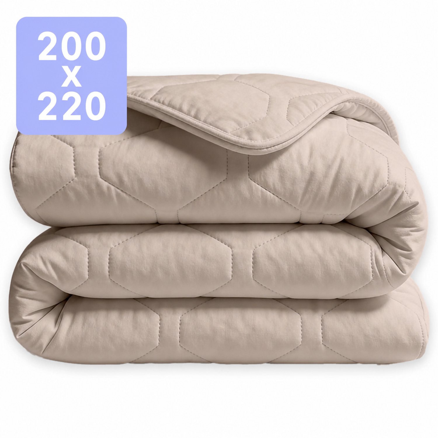 HappyBed Dekbed zonder overtrek 200x220 - 100% Katoen - Wasbaar Dekbed - Bedrukt dekbed zonder hoes - Hoesloos Dekbed - Tweepersoonsdekbed - Taupe