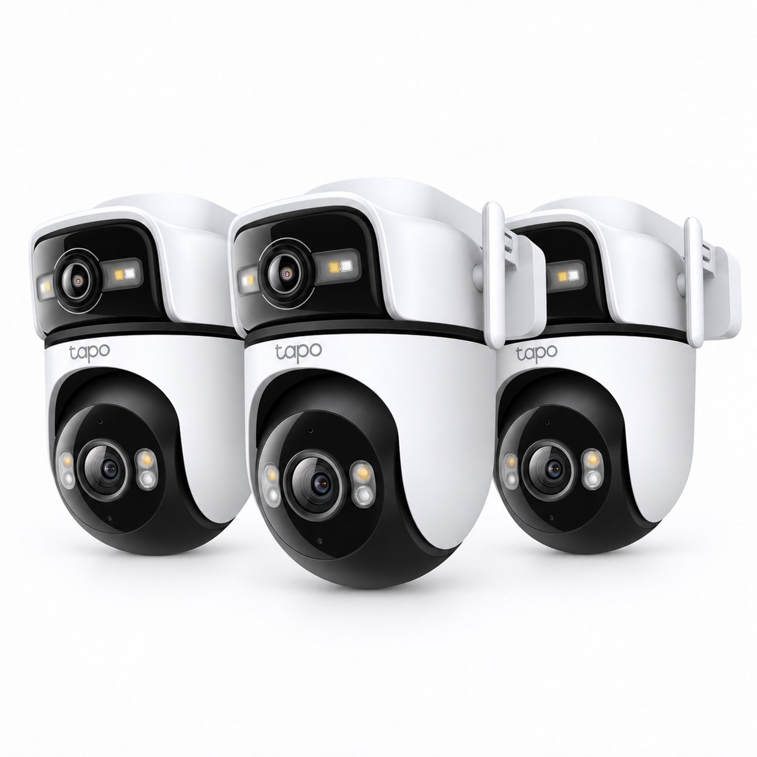 Tapo C545D Beveiligingscamera Buiten met Dubbele Lens 3-pack - Bundelvoordeel - Dubbele 2K Lens - Overzicht & Close-up Tegelijk - 165° Groothoek - Slimme Tracking - 30m Nachtzicht - Kleur Nachtzicht - IP66 Weerbestendig - 10,8x Zoom - 99 dB Sirene