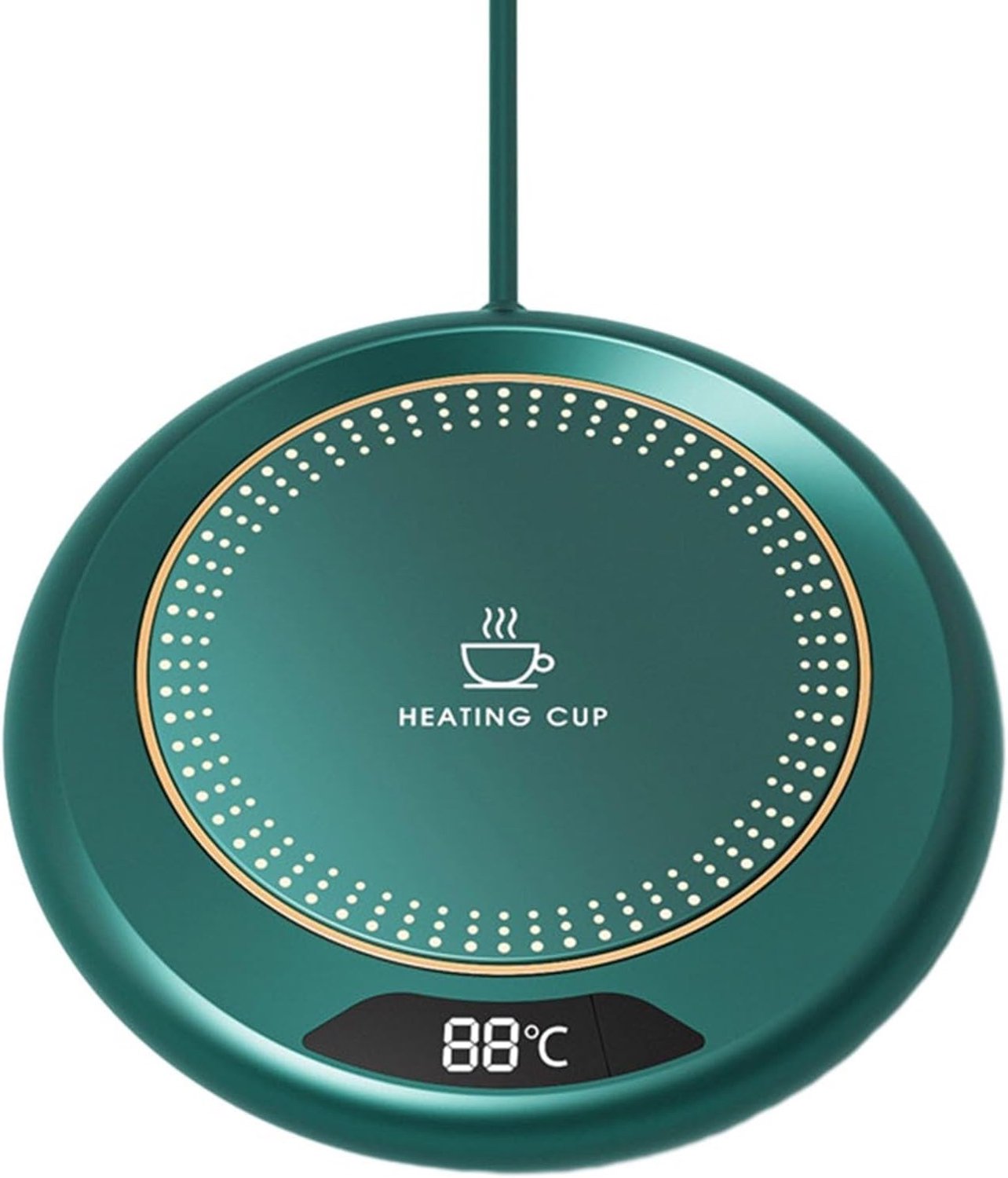 Elektrische bekerwarmer - Warme onderzetter met constante temperatuur - Digitaal led-display - 3 standen voor gelijkmatige verwarming van dranken - Automatische uitschakelfunctie - Voor koffie, melk en thee - Bureau-gadget voor thuis/kantoor - Groen