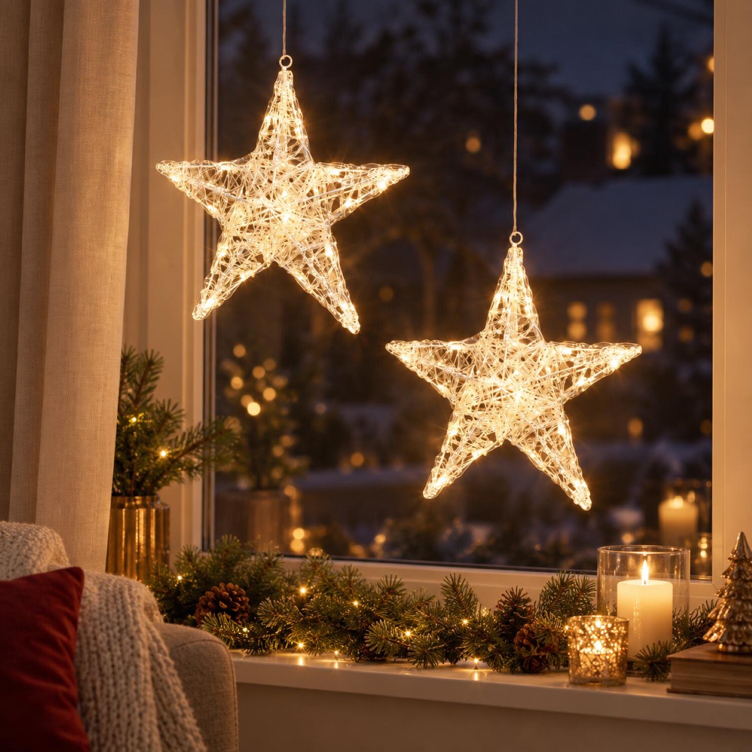 Verlichte kerstster - 2x - 32 cm - 24 led lampjes - warm wit - acryl - binnen gebruik - dimmer - kerstverlichting – foto 7