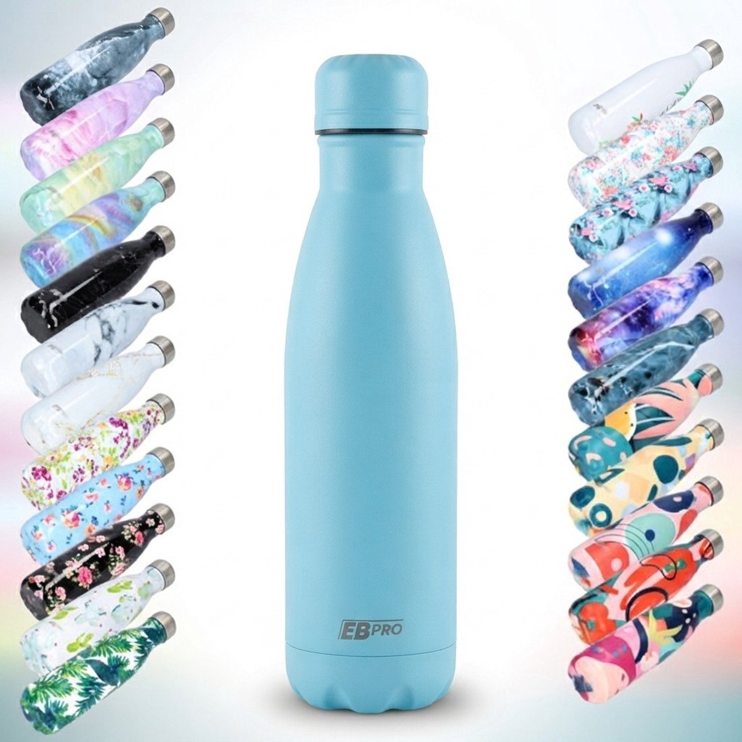 FBFS112, Thermosfles, Drinkfles, Waterfles - Modern & Slank Design - Cyaan blaauw