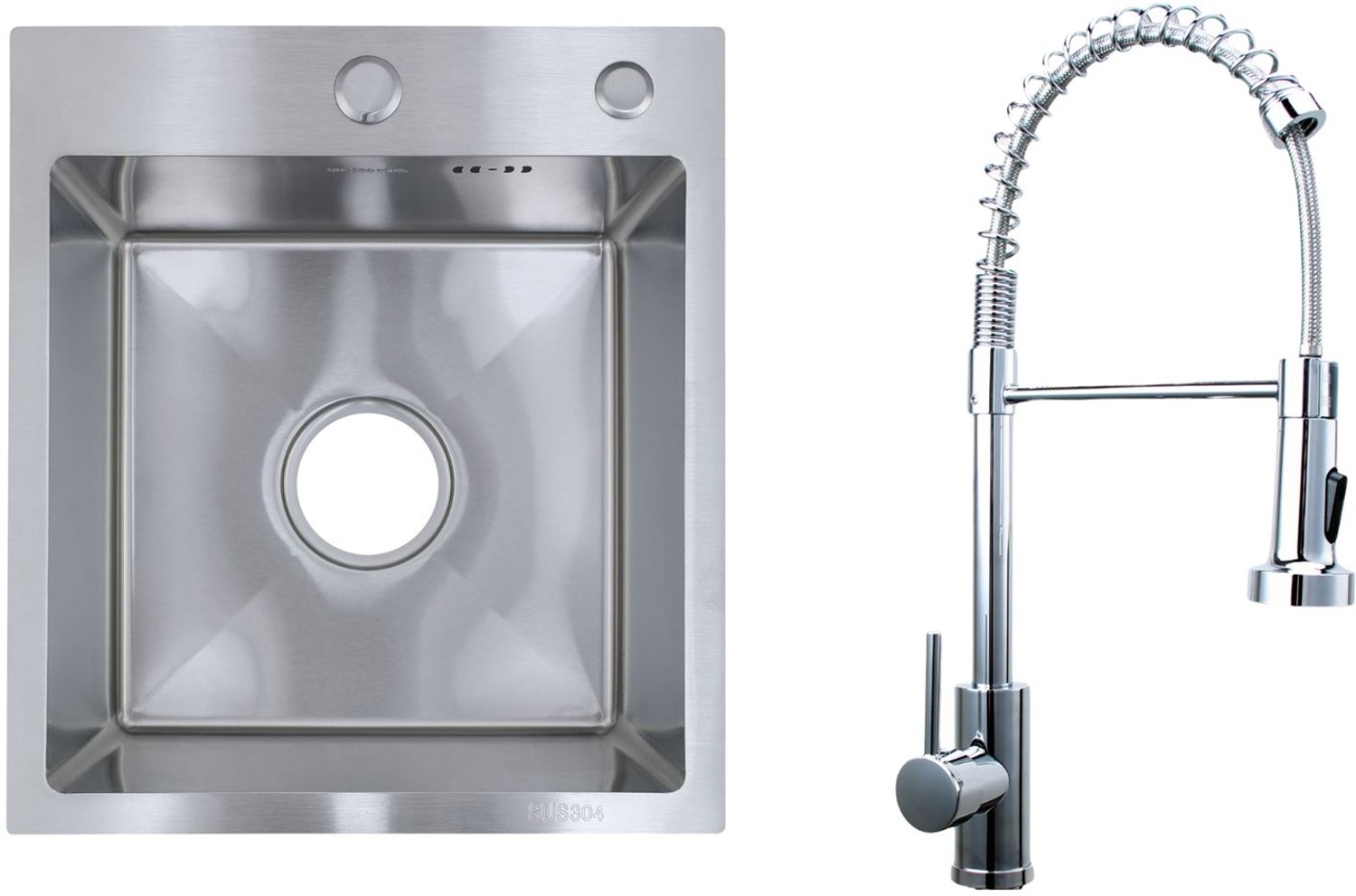 Faizee Home Future RVS Spoelbak Zilver 40x45x22 cm met Spiral Kraan