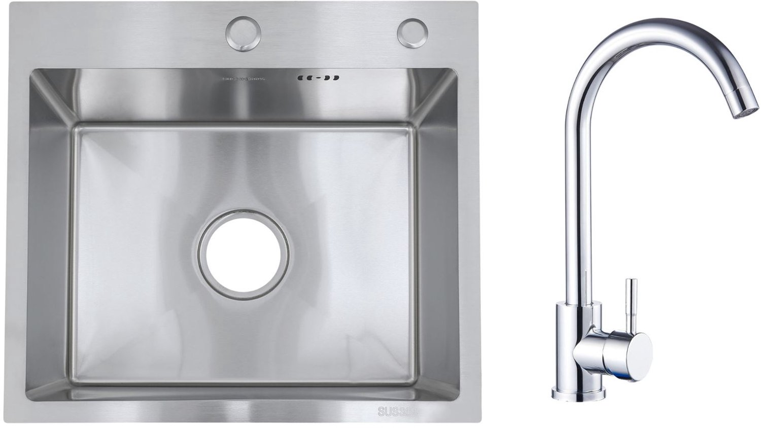 Faizee Home Future RVS Spoelbak Zilver 50x45x22 cm met Genial Kraan