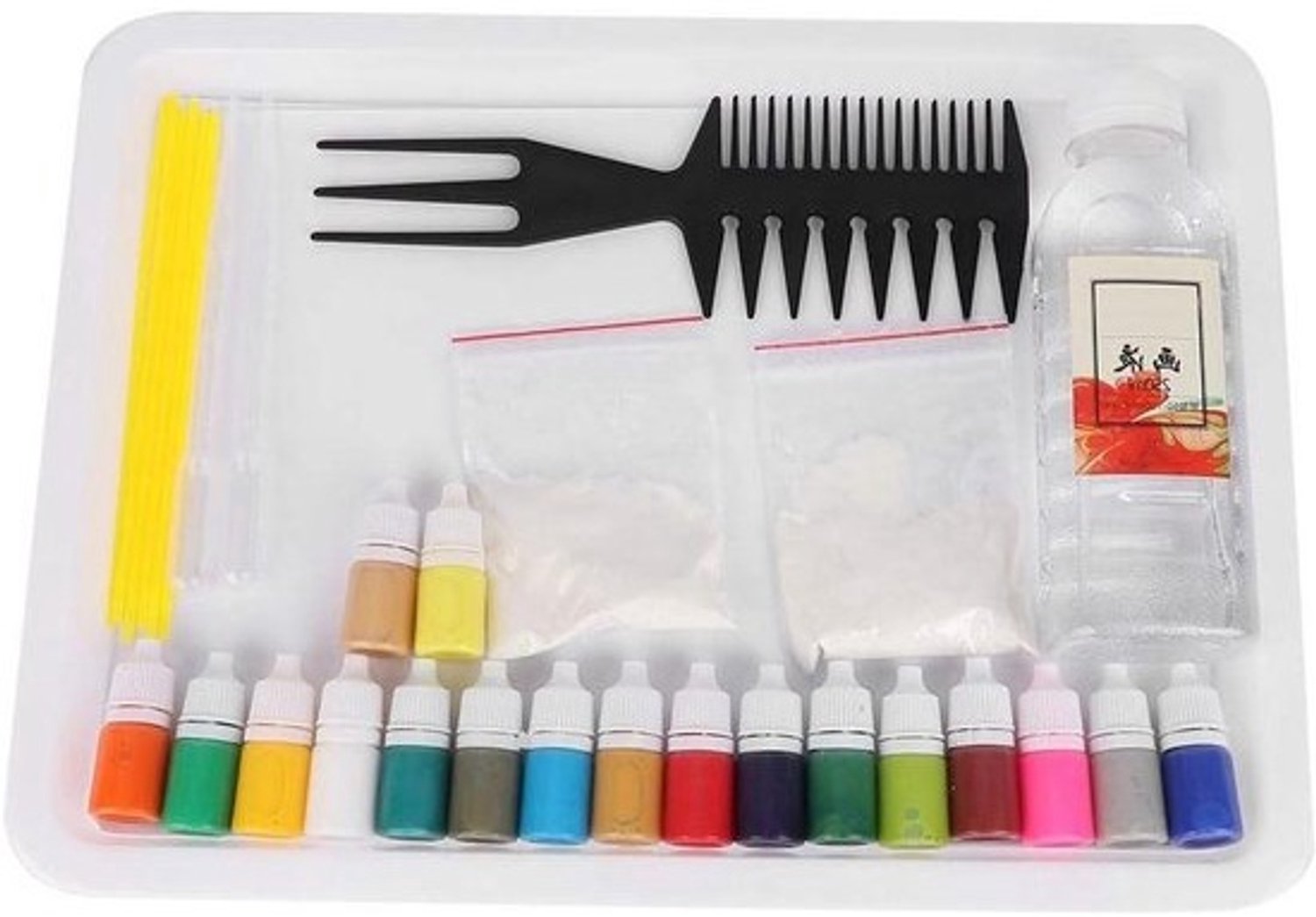Watermarmerpigment - Ebru-kunstkit - Creatief schilderen - Vloeibare waterpigmentformule - A5-tray - Meerdere kleuren