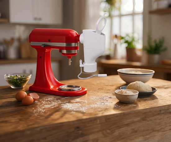 Pastamachine Opzetstuk Geschikt voor KitchenAid - 7-in-1 Pasta Maker Set - Inclusief 7 Wisselbare Pastaplaten voor Fusilli, Spaghetti, Rigatoni, Bucatini, Fettuccine & Macaroni - RVS — afbeelding 2