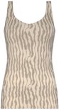 Mouloos hemdje in beige met een verticaal golvend patroon in taupe.