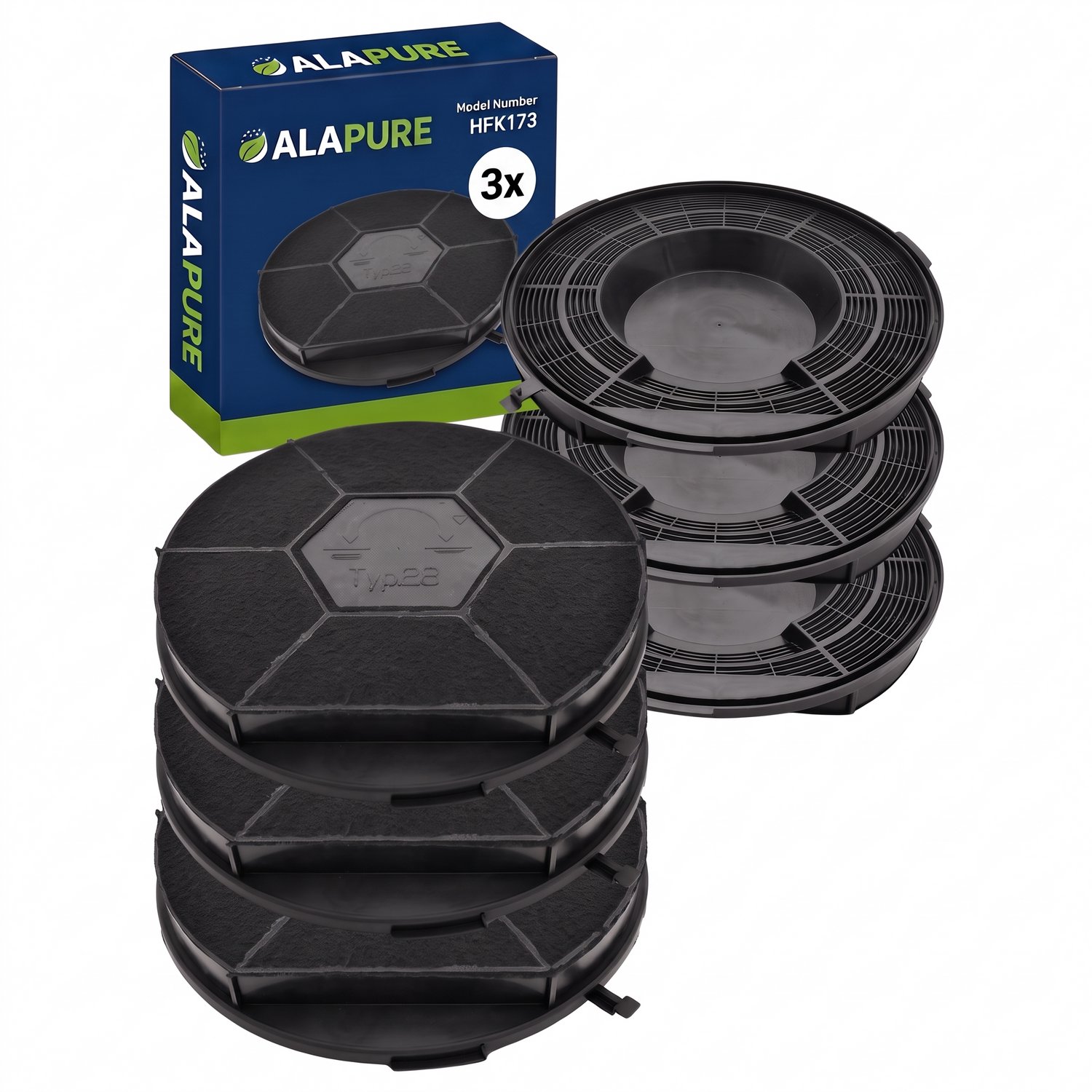 3x Koolstoffilter voor Bluesky Type 28