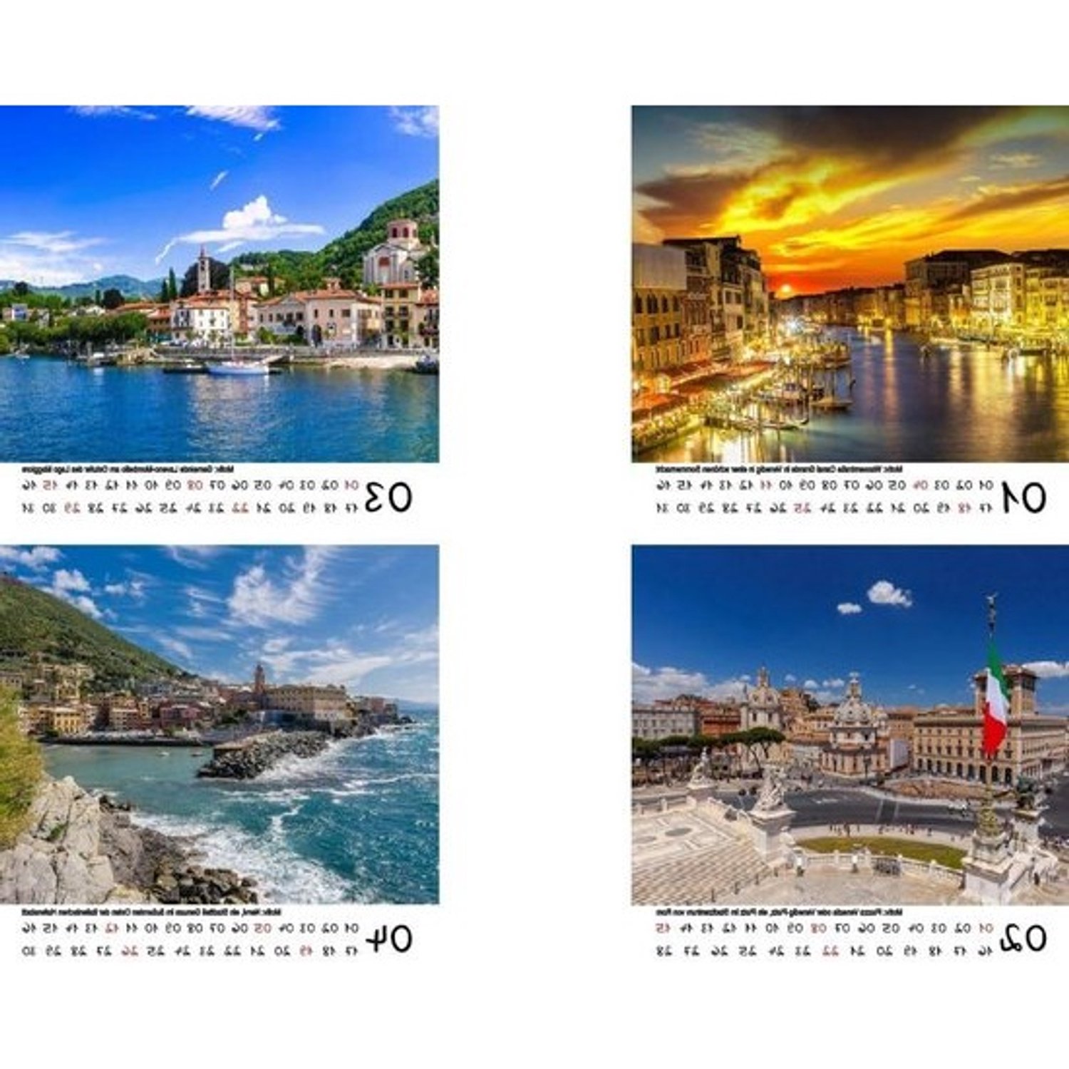 Reismagie Italië tafelkalender - 10 cm x 10 cm voor 2026 - Rome vakantie Mediterraan Italië - Inhoud: 1x kalender - 1x kersthanger - 1x wenshanger (in totaal 3 delen)