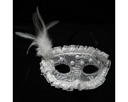 Maskerade-masker voor dames - wit - Venetiaans masker - perfect voor Halloween en carnaval - Vemera