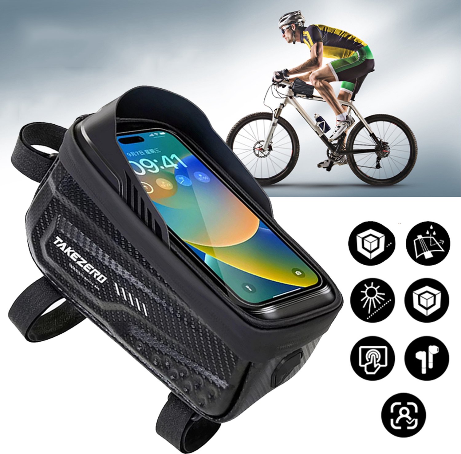 Waterdichte Stuurtas Voor De Fiets - Telefoonhouder - Frametas Voor De Fiets - Bovenbuistas Voor Fiets Met TPU-Touchscreen