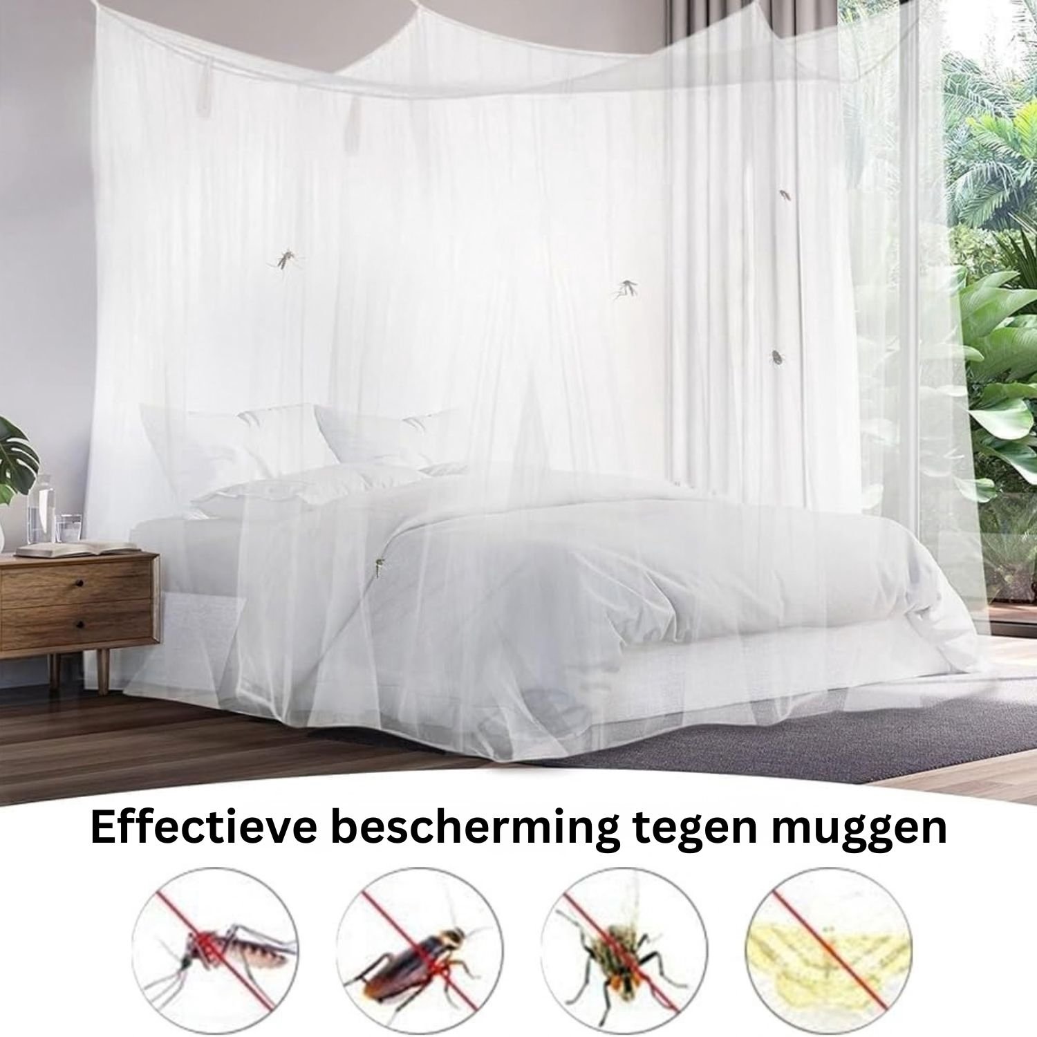 Koepel Klamboe - Muggennet Bed - Bescherming Slaap - Wit