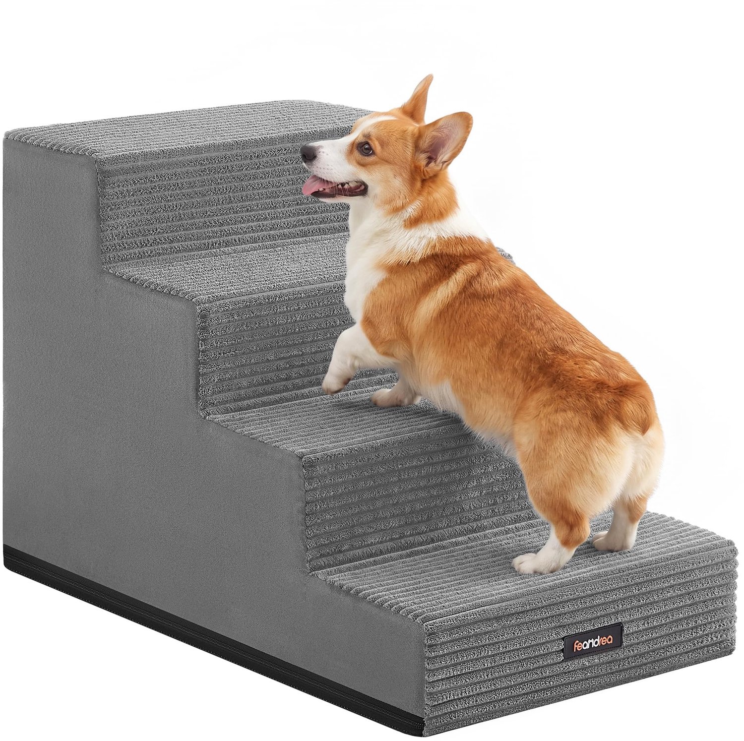 Huisdiertrap 4 Treden - Grijs - 62x40x44 cm - Voor Kleine Honden - Antislip Loopplank