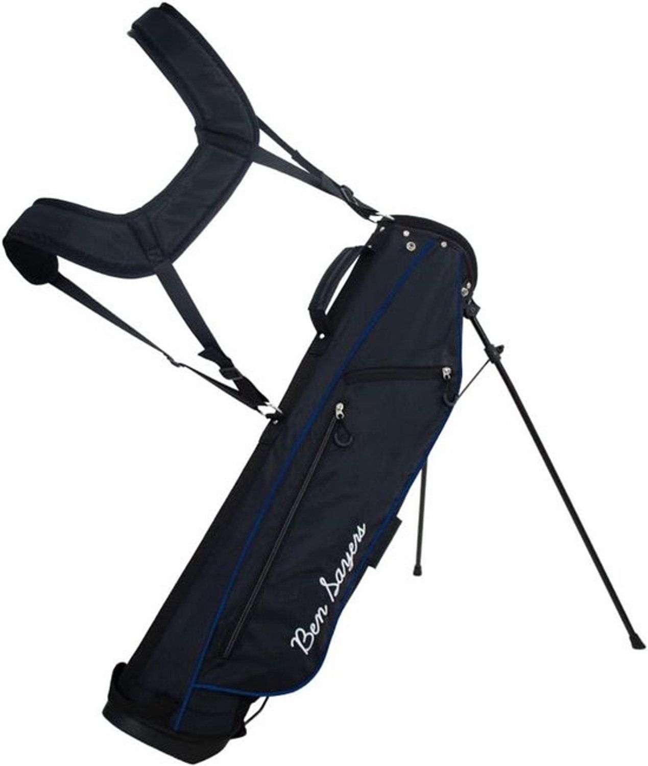 Lichtgewicht golfstandaard - Draagbare golftas - Golfclubs vervoeren - Automatische klapstandaard - Zwart blauw