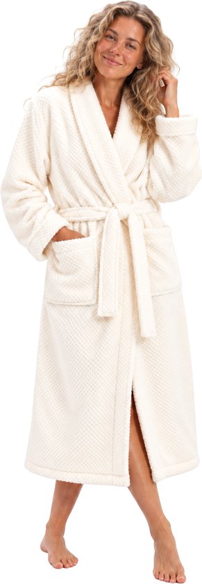 Badjas dames LingaDore - fleece - 4 kleuren-creme-s/m