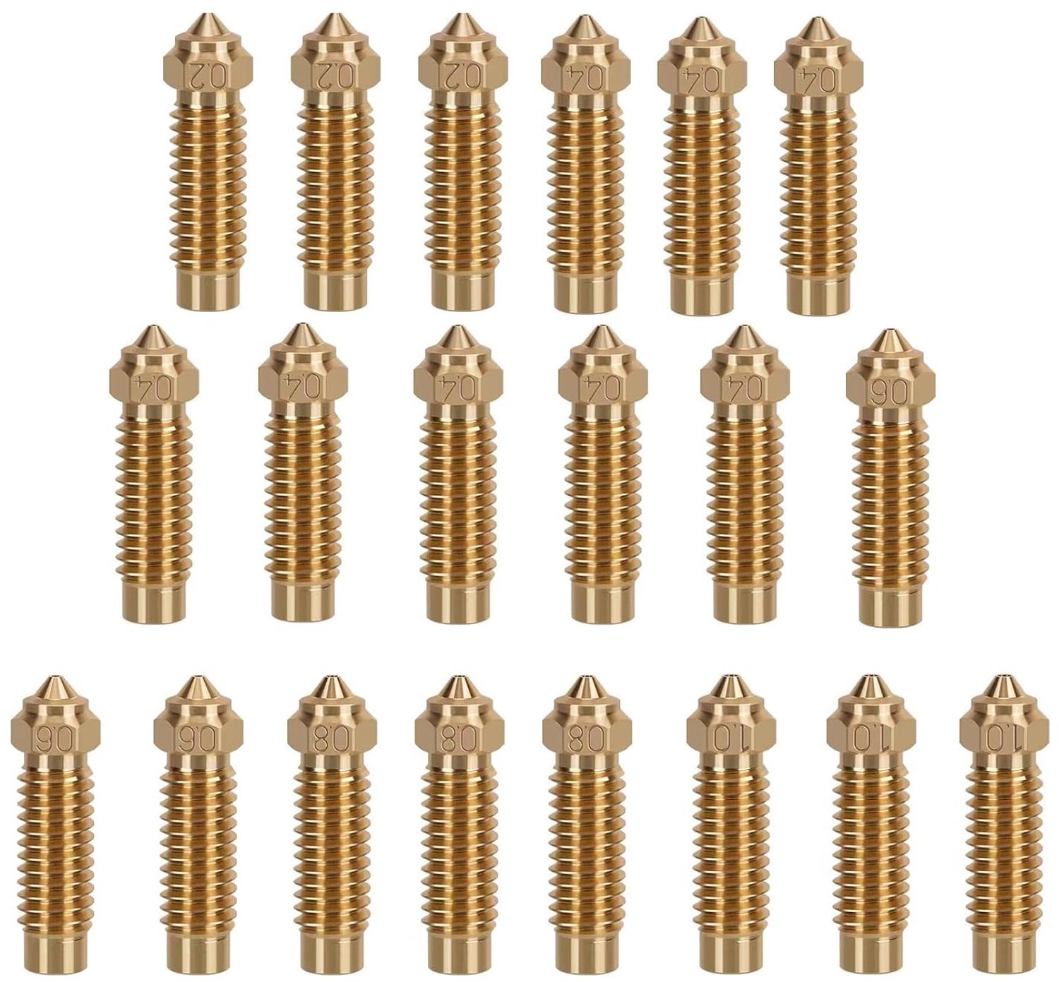 Messing mondstukken 20 stuks - 0,2 mm tot 1,0 mm - 3D-printer onderdelen voor Neptune 4 Plus - Vemera