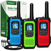 FERNLY Walkie Talkie set - Oplaadbaar 1200mAh - 4+ Kinderen & Volwassenen - Set van 3 - Bereik tot 5 km - 3-in-1 Laadkabel - Portofoon
