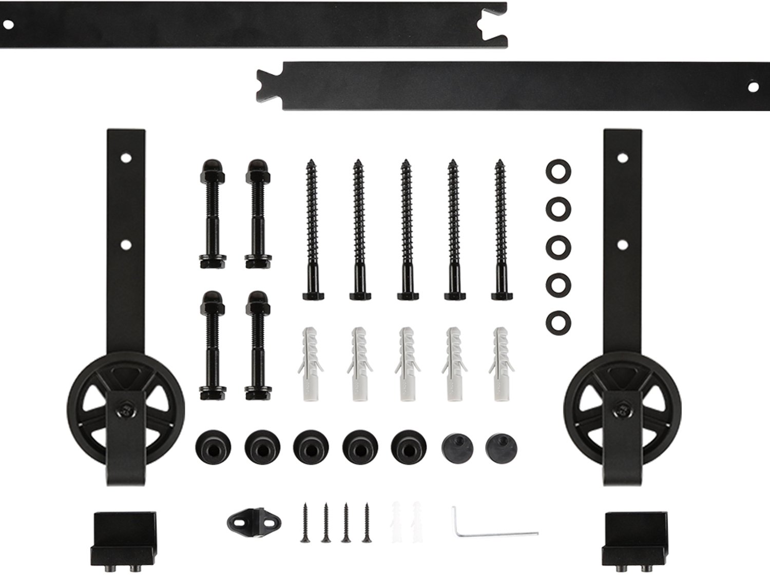 PIPIPOXER Schuifdeursysteem - Schuifdeur railsysteem - complete set met hangrollen - 200 cm rail - Zwart