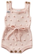 Nuvinokids® Bio Baby Romper Soft Pink - Maat 56 - 100% Katoen - Gebreide Babyromper - Newborn Romper - Babykleding - Kraamcadeau - BPA Vrij