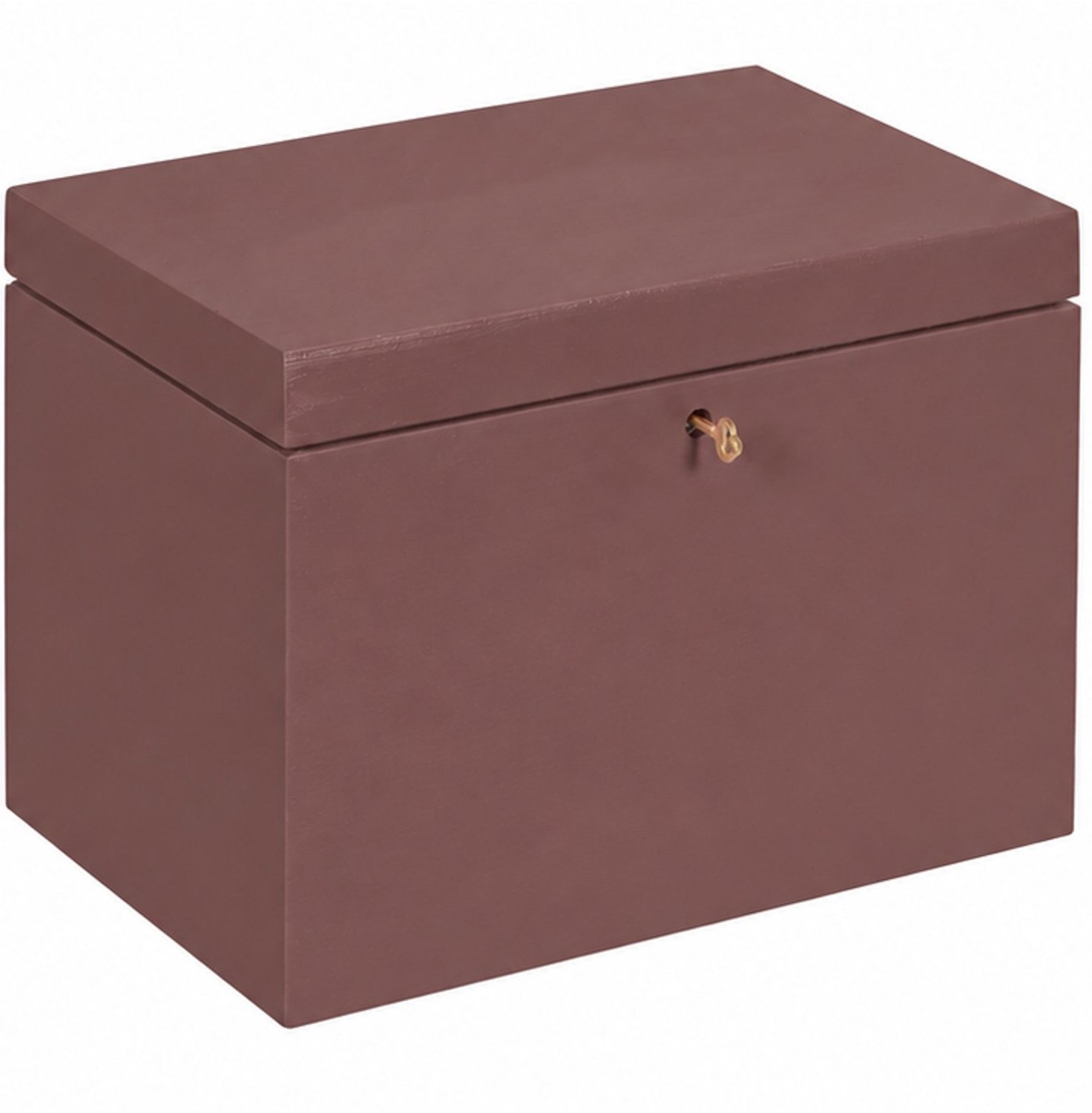 HAUDT® Afsluitbare kist BAS Merlot - 29 x 20 x 21 cm - houten kist met slot - incl. koperen sleutel - bruine bewaarkist