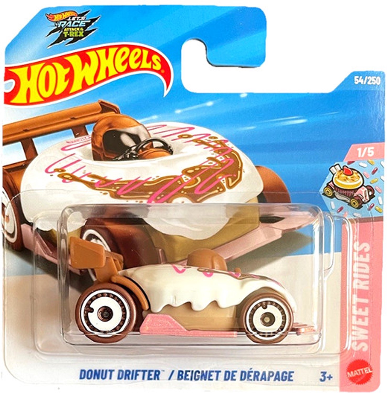 HOT WHEELS DONUT DRIFTER WHITE PINK 54/250 HW SWEET RIDES 1/5 SHORT CARD 2026