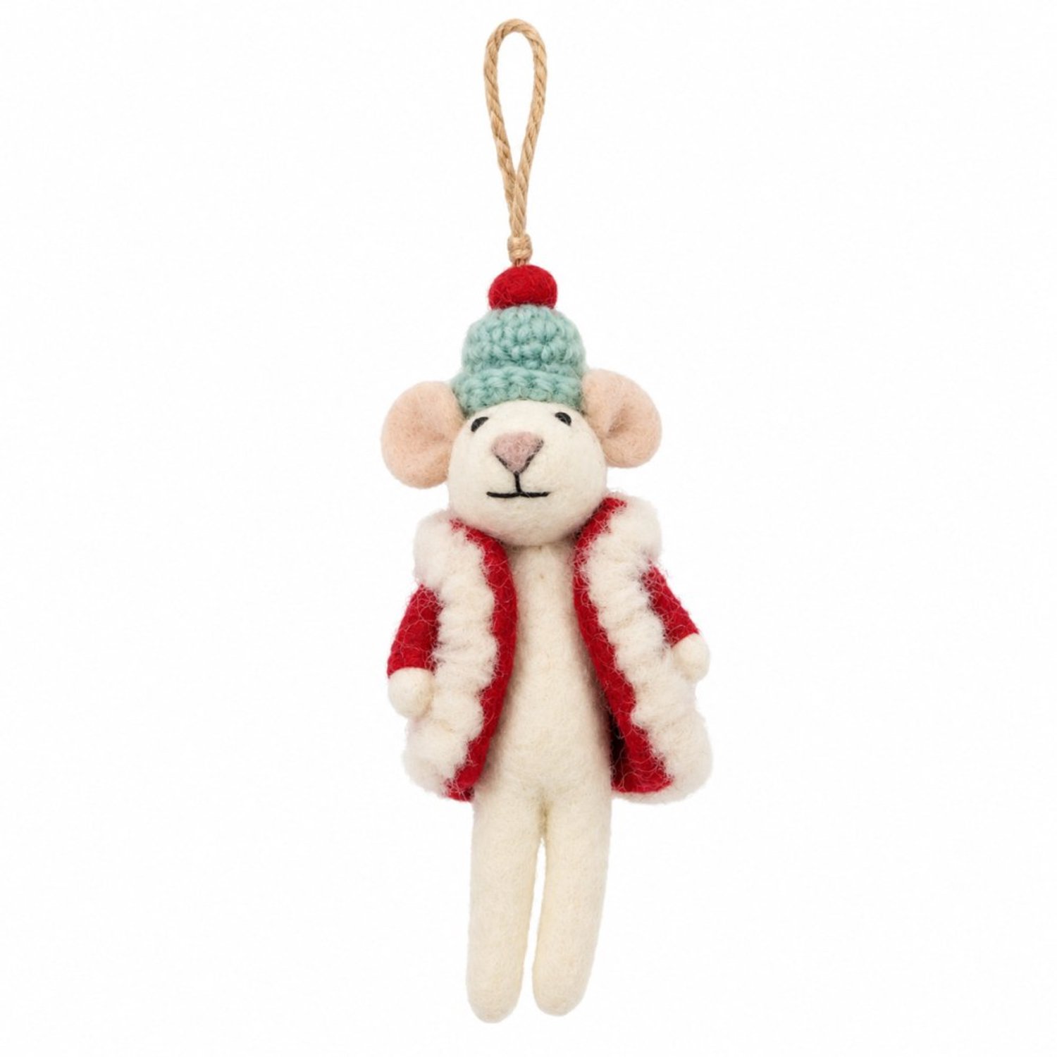 Yoko Meshi Ornament vilt kerst muis grote winterjas Rood