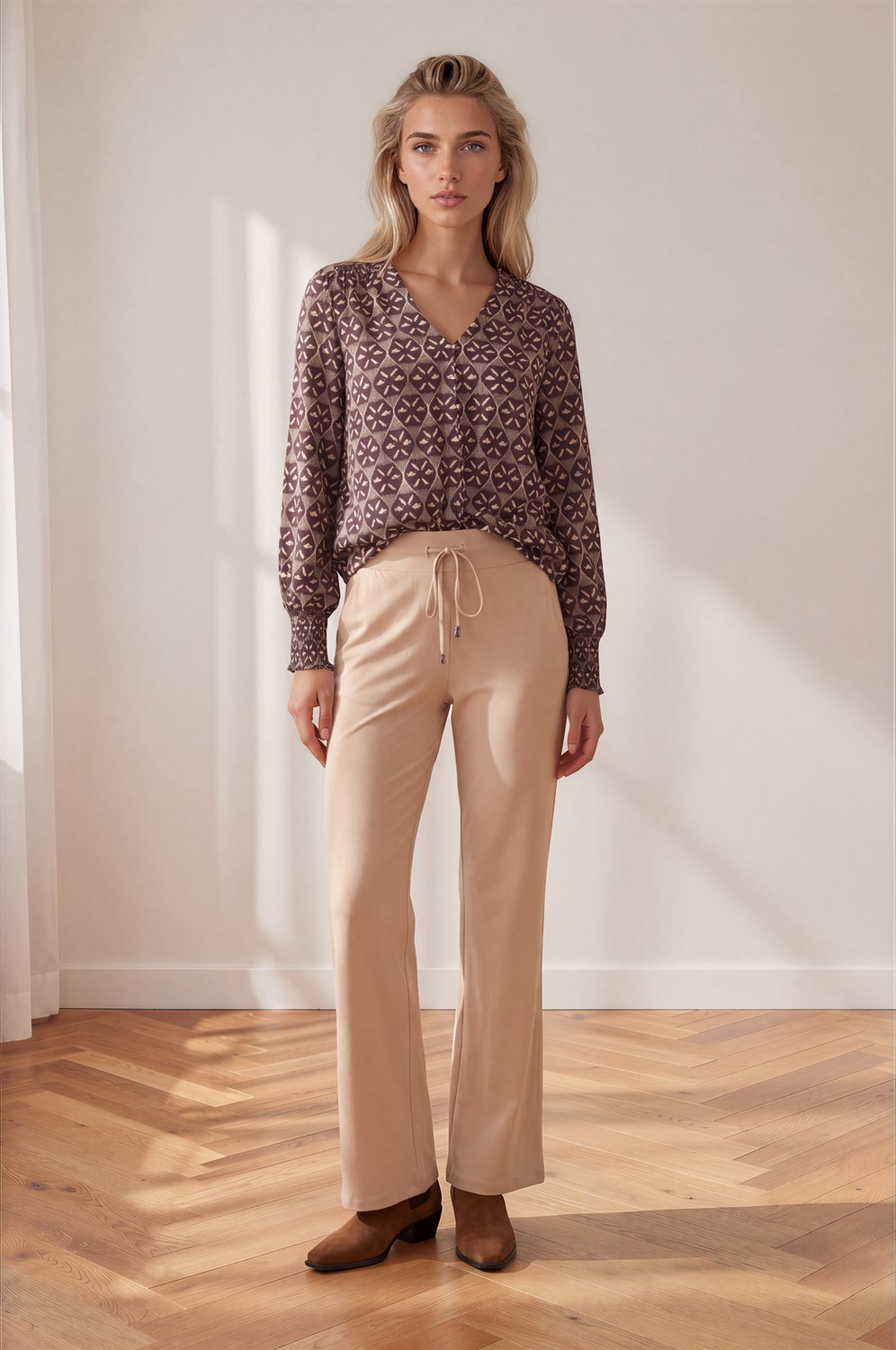 MI PIACE - Travel Top Knotted Harvest Ikat Print 202898 Espresso - Maat : XS