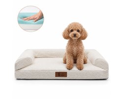 Pet Perfect BonoBed Sofa Orthopedische Hondenmand - Memory Foam - Wasbaar Hondenbed - Verhoogde Rand - Waterafstotende Binnenhoes - 76x51 cm - M - Bouclé Beige
