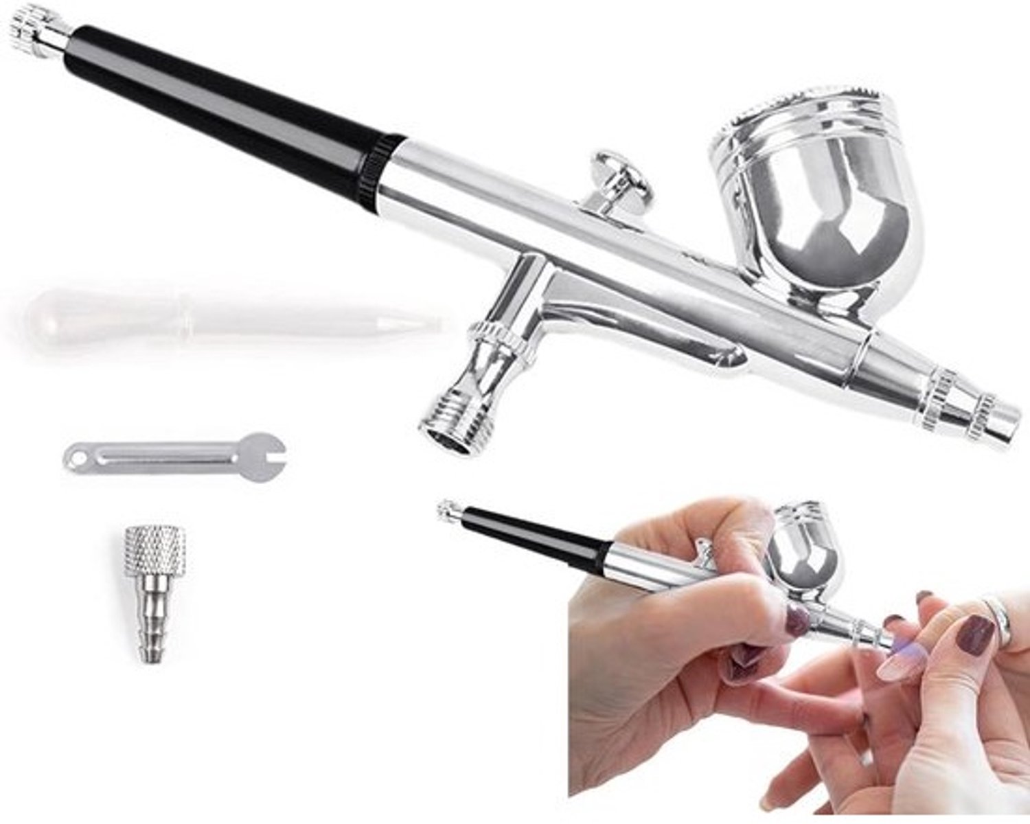 Nagel Airbrush Machine - Airbrush spuitset - Voor taartdecoratie en modelbouw - 0.3mm mondstuk - 0.8-3.4 Bar - Metaal